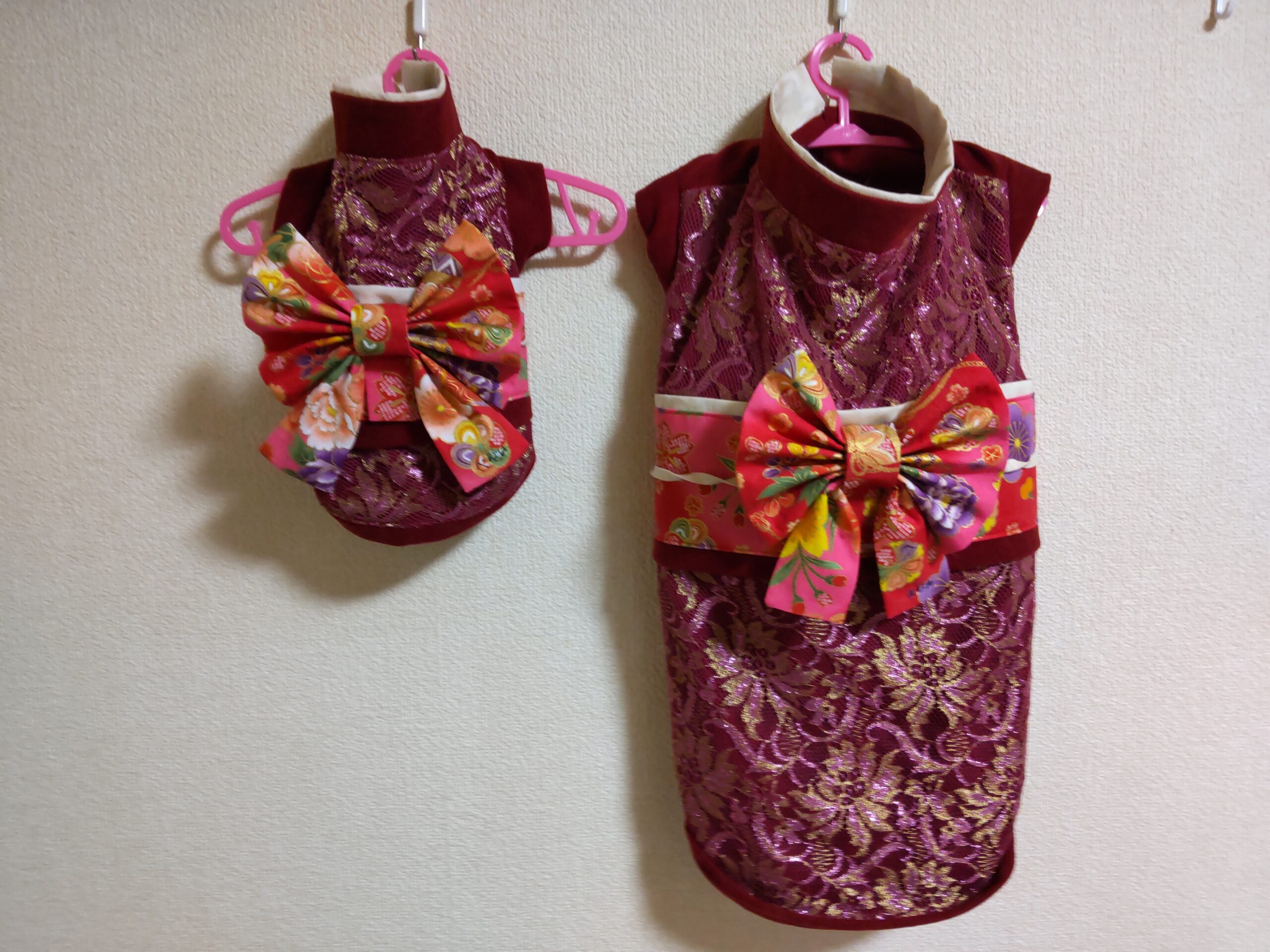 注文no 55 中型犬 小型犬用 ヤマトナデシコ七変化柄の着物風ジャケット Ban Bee